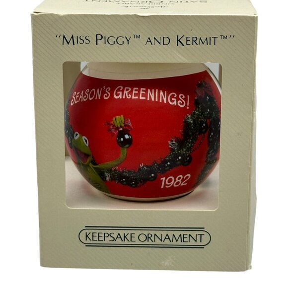 Hallmark 1982 Miss Piggy Kermit Satin Christmas Keepsake Ornament Presents - Picture 5 of 11